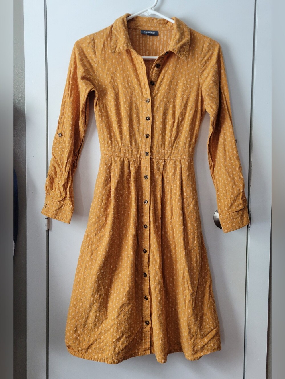 Modcloth Mustard Yellow Button Shirt Dress